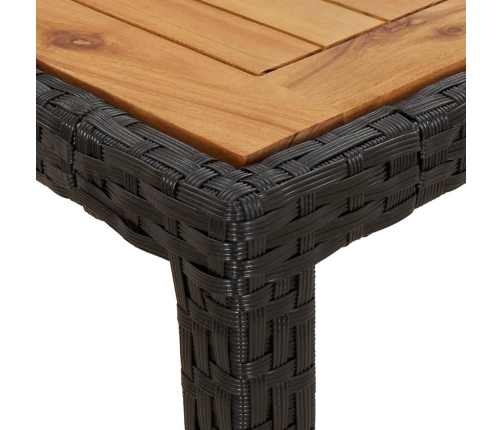 Mesa de jardín madera acacia ratán sintético negra 190x90x75 cm