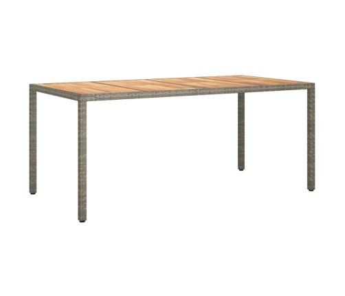 Mesa de jardín madera acacia ratán sintético gris 190x90x75 cm