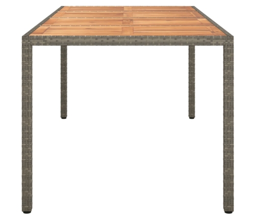 Mesa de jardín madera acacia ratán sintético gris 190x90x75 cm