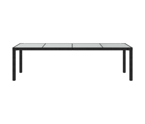 Mesa de jardín de vidrio templado ratán PE negra 250x100x75 cm