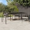 vidaXL Mesa de jardín de vidrio templado ratán PE gris 250x100x75 cm