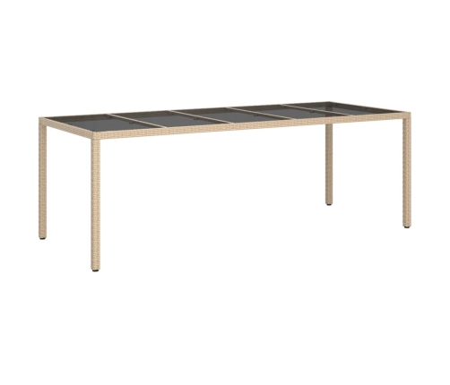 Mesa de jardín de vidrio templado ratán PE beige 250x100x75 cm