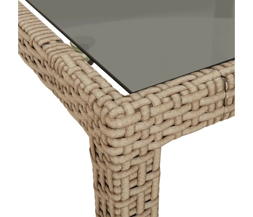 Mesa de jardín de vidrio templado ratán PE beige 250x100x75 cm