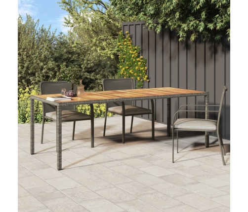 vidaXL Mesa de jardín ratán sintético gris 250x100x75 cm