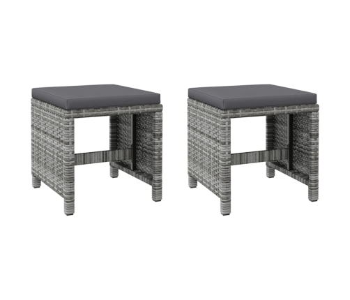 Conjunto de silla de jardín y taburete 4 piezas ratán PE gris