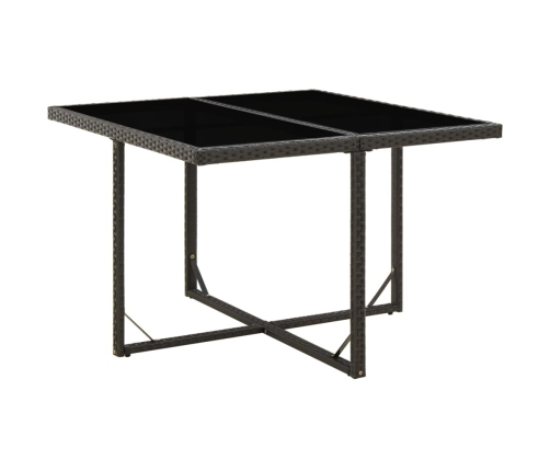 vidaXL Mesa de jardín ratán sintético y vidrio negra 109x107x74 cm