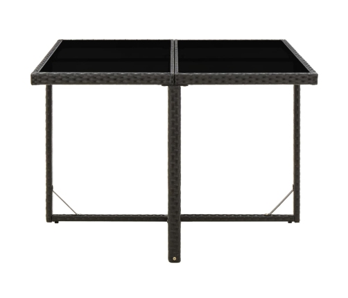 vidaXL Mesa de jardín ratán sintético y vidrio negra 109x107x74 cm