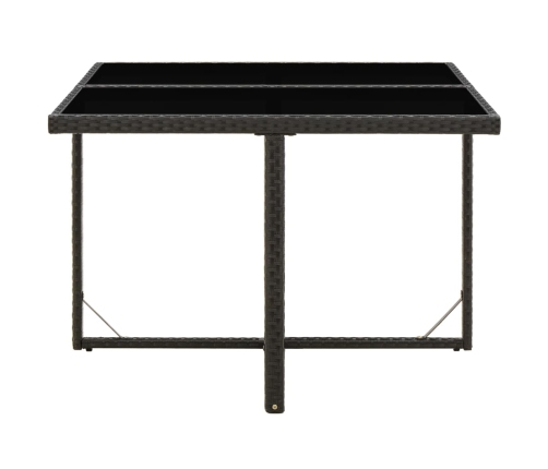 vidaXL Mesa de jardín ratán sintético y vidrio negra 109x107x74 cm