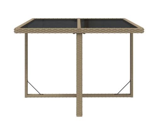 Mesa de jardín ratán sintético y vidrio beige 109x107x74 cm