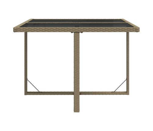 Mesa de jardín ratán sintético y vidrio beige 109x107x74 cm