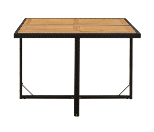 Mesa de jardín ratán sintético madera acacia negro 109x107x74cm