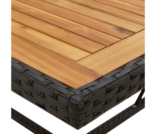 Mesa de jardín ratán sintético madera acacia negro 109x107x74cm