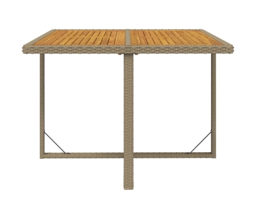 vidaXL Mesa de jardín ratán sintético madera acacia beige 109x107x74cm