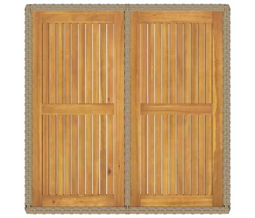 Mesa de jardín ratán sintético madera acacia beige 109x107x74cm