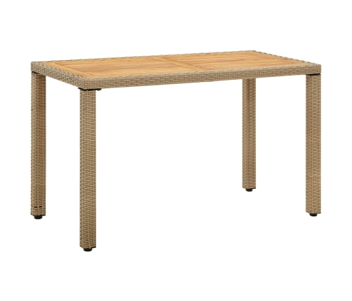 Mesa de jardín ratán sintético madera acacia beige 123x60x74cm