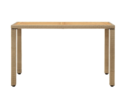 Mesa de jardín ratán sintético madera acacia beige 123x60x74cm