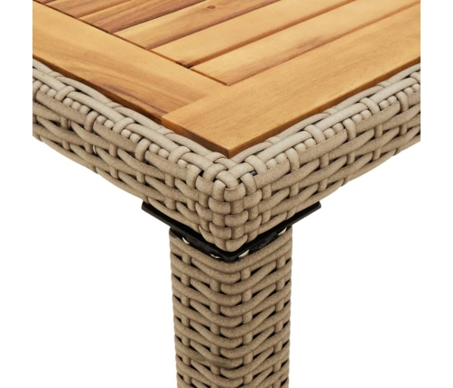 Mesa de jardín ratán sintético madera acacia beige 123x60x74cm