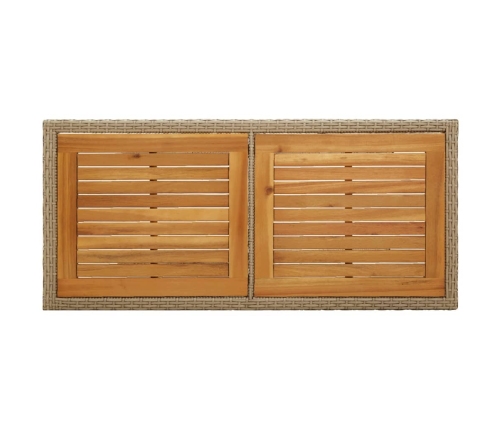 Mesa de jardín madera maciza de acacia y ratán sintético beige