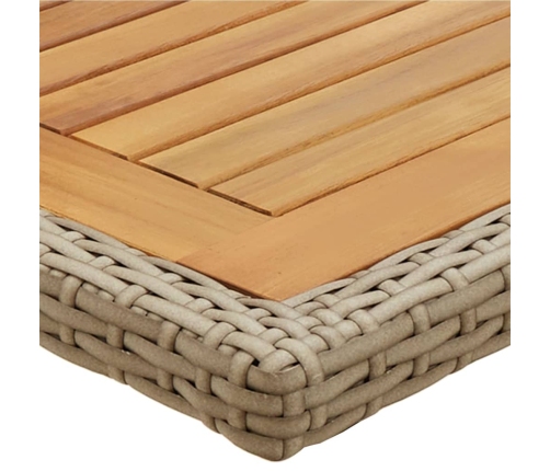 Mesa de jardín madera maciza de acacia y ratán sintético beige