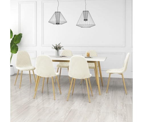 Sillas de comedor 6 unidades terciopelo blanco crema