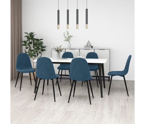 Sillas de comedor 6 unidades terciopelo azul