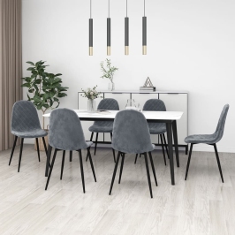 Sillas de comedor 6 unidades terciopelo gris oscuro