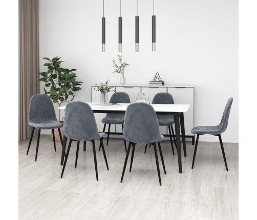 Sillas de comedor 6 unidades terciopelo gris oscuro