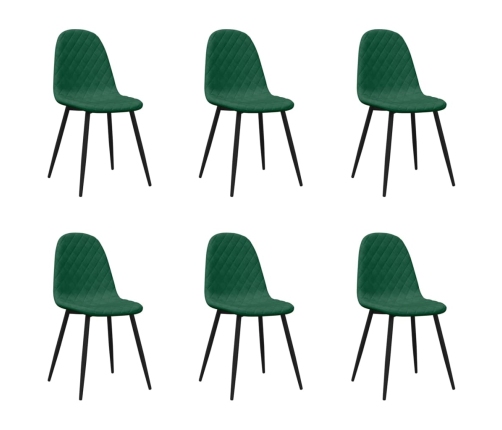 Sillas de comedor 6 unidades terciopelo verde oscuro