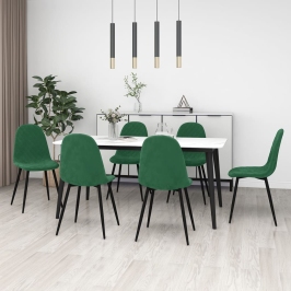 Sillas de comedor 6 unidades terciopelo verde oscuro