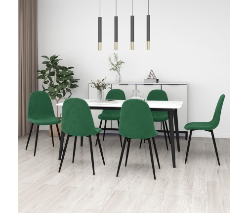 Sillas de comedor 6 unidades terciopelo verde oscuro