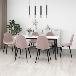 Sillas de comedor 6 unidades terciopelo rosa