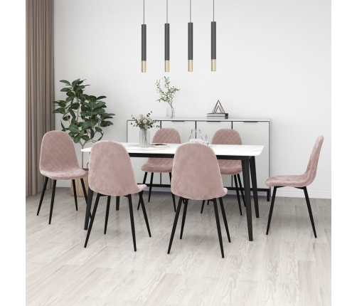 Sillas de comedor 6 unidades terciopelo rosa