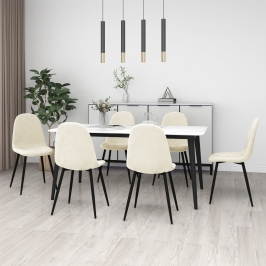 Sillas de comedor 6 unidades terciopelo blanco crema