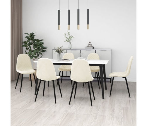 Sillas de comedor 6 unidades terciopelo blanco crema