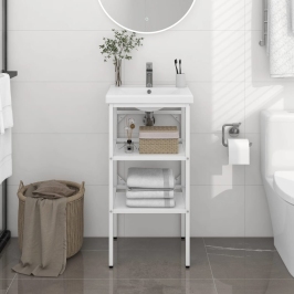 Estructura de lavabo de hierro blanco 40x38x31 cm