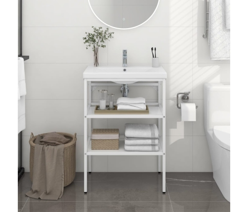 Estructura de lavabo de hierro blanco 59x38x83 cm