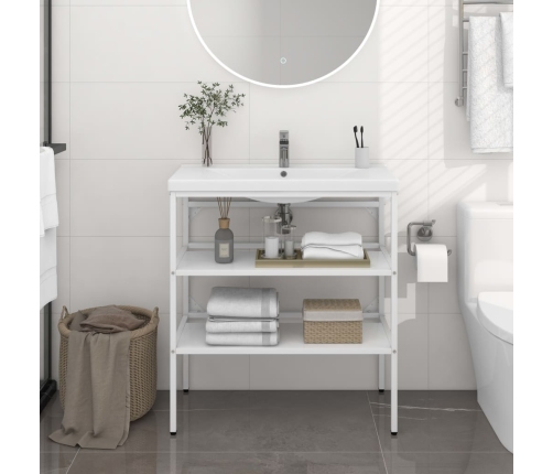 Estructura de lavabo de hierro blanco 79x38x83 cm