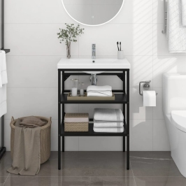 Estructura de lavabo de hierro negro 59x38x83 cm