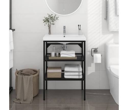 Estructura de lavabo de hierro negro 59x38x83 cm