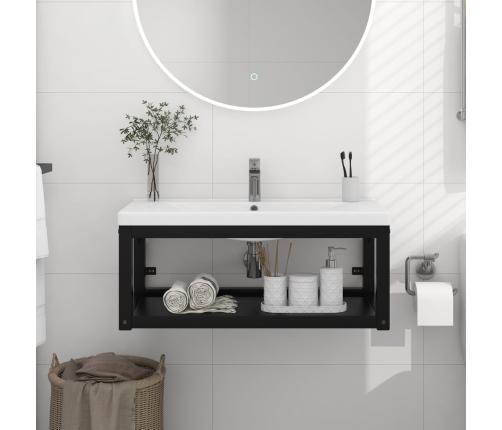 Estructura de lavabo suspendido hierro negro 79x38x31 cm