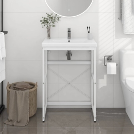 Estructura de lavabo de hierro blanco 59x38x83 cm