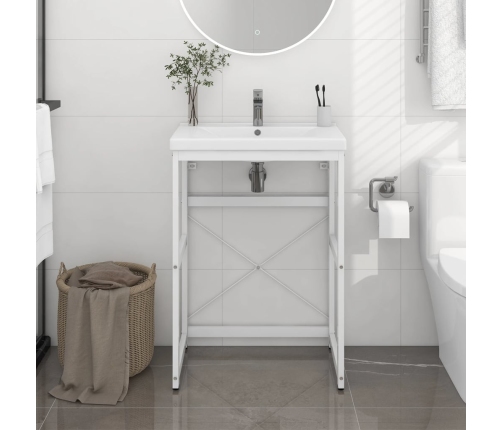 Estructura de lavabo de hierro blanco 59x38x83 cm