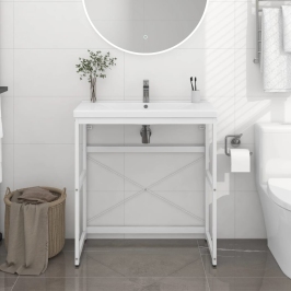 Estructura de lavabo de hierro blanco 79x38x83 cm