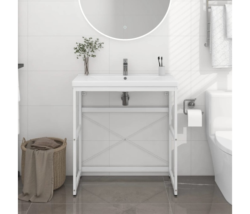 Estructura de lavabo de hierro blanco 79x38x83 cm