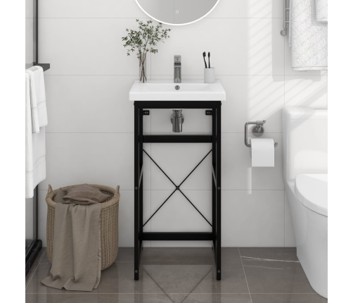 Estructura de lavabo de hierro negro 40x38x83 cm