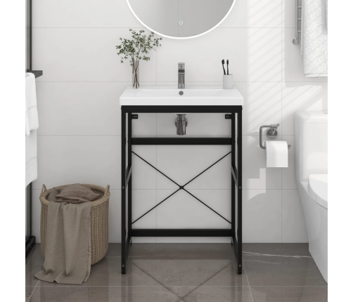 Estructura de lavabo de hierro negro 59x38x83 cm