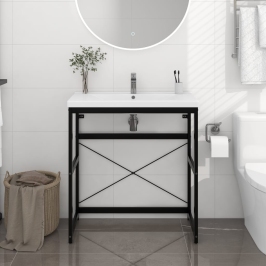 Estructura de lavabo de hierro negro 79x38x83 cm