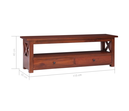 Mueble de TV madera maciza de caoba marrón 115x30x40 cm