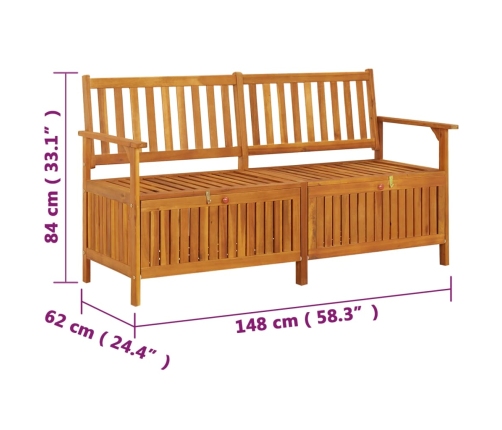 Banco de almacenaje madera maciza de acacia 148 cm