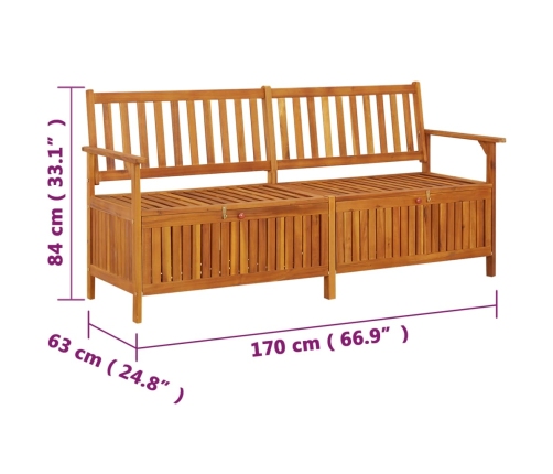 Banco de almacenaje madera maciza de acacia 170 cm